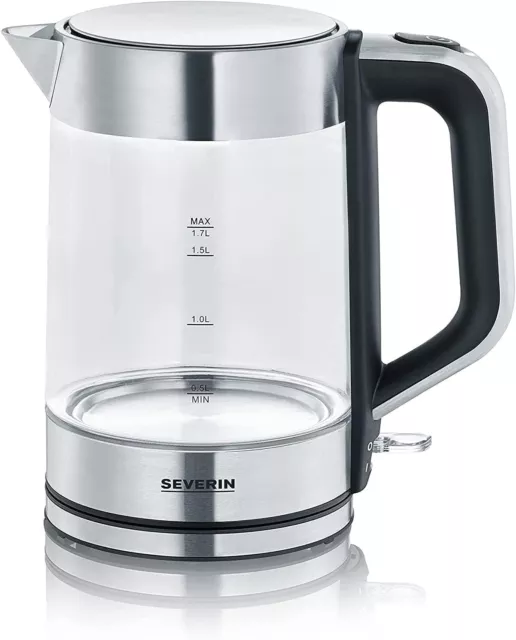 Severin Wk 3420 Bouilloire pour Eau 2200 W en Verre Et Acier Inoxydable