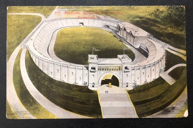 Overview Stadium Syracuse University NY New York Vintage Linen Postcard C59