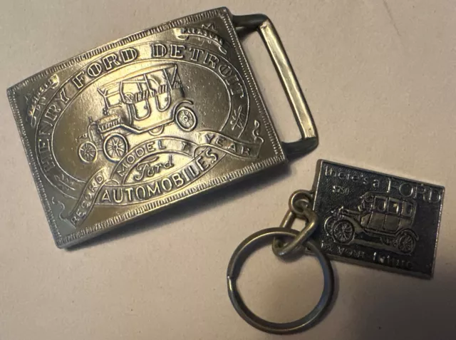 Henry Ford Detroit Automobiles Record Year Ford Model T Belt Buckle & Keychain