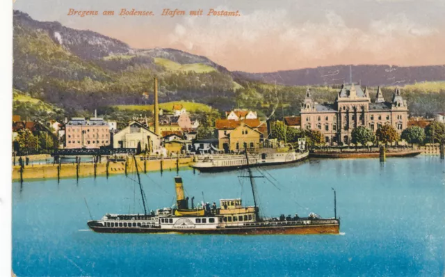 AK aus Bregenz am Bodensee Hafen mit Postamt Vorarlberg (AA18) (10)