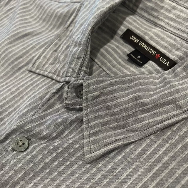 John Varvatos Star USA Striped Long-Sleeve Button Down Shirt Gray Small