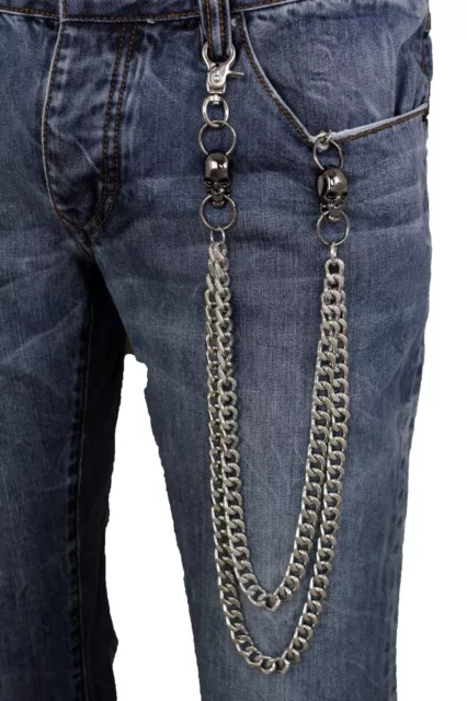 Men Wallet Chain Pewter Black Metal Long Jeans Keychain Biker Bullet Guns  Links