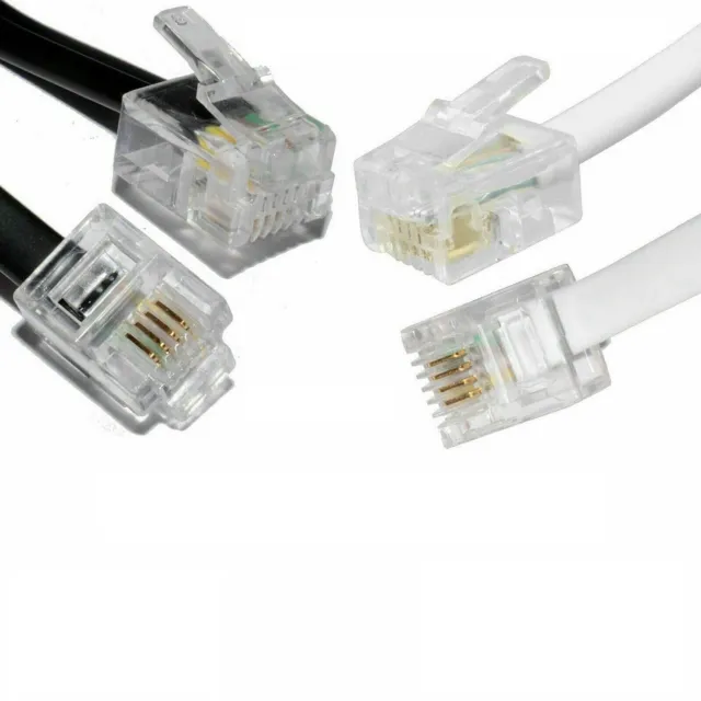 RJ11 To RJ11 Cable Lead 4 Pin ADSL DSL Router Modem Phone 6p4c Lot
