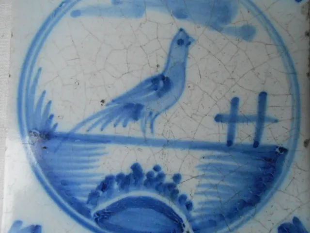 Antique North France or Delft Tile. 18th/19th Century.  Pottery. ...2..
