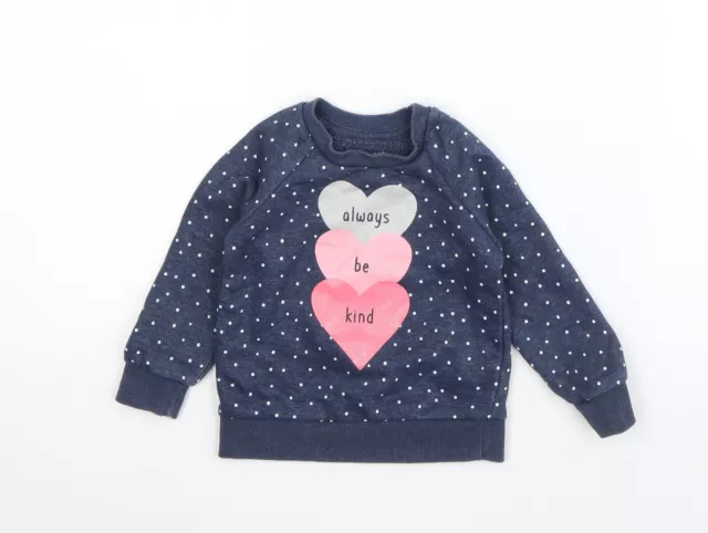 Primark Girls Blue Polka Dot Cotton Pullover Jumper Size 9-12 Months Pullover -