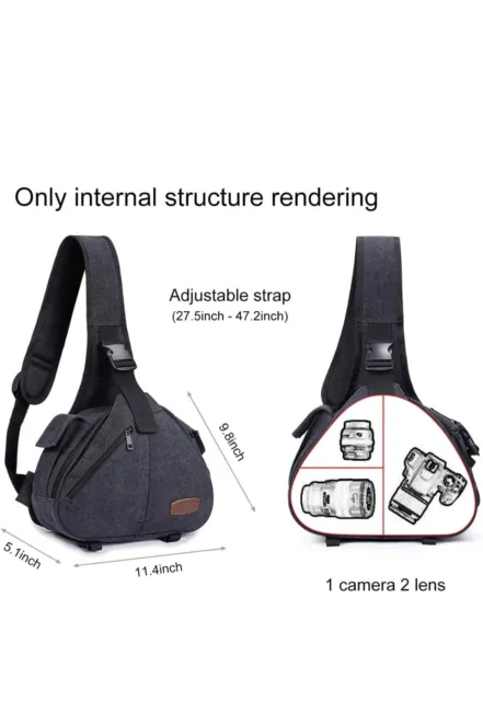 S-ZONE Canvas Camera Sling Bag DSLR Lens Anti-theft Backpack Shoulder Crossbody