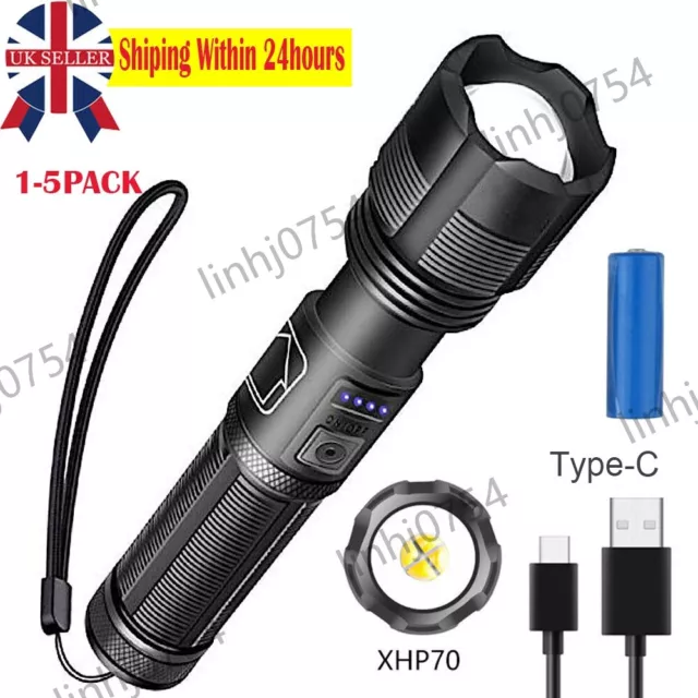 Rechargeable 1200000LM Powerful LED Flashlight Super Bright Protable LED Torch