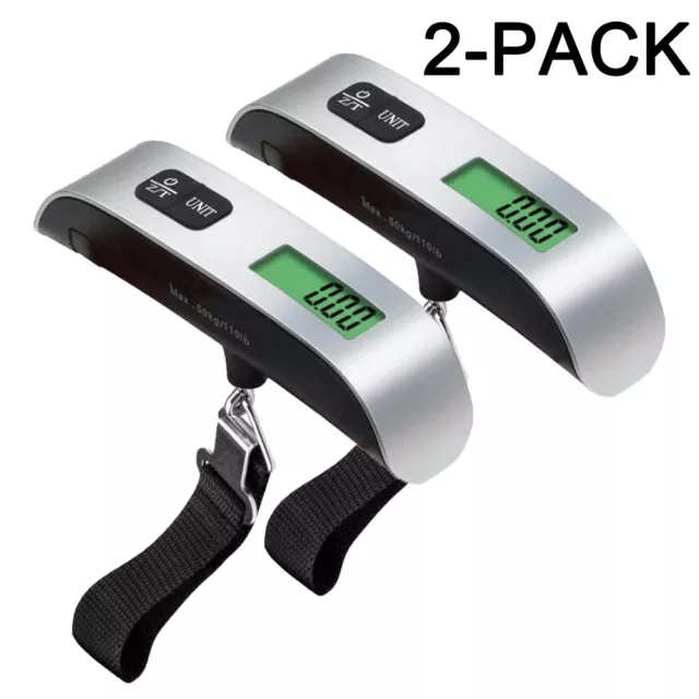 2-PCS Luggage Scale 110lb 50kg Portable Travel LCD Digital Hanging Weight