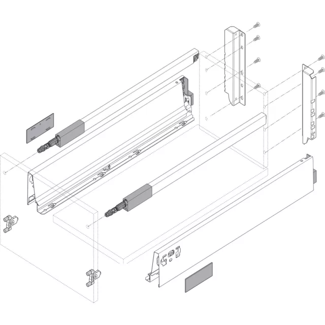 Blum Tandembox antaro D-Reling | 1 Paar, 30kg  450mm | Vollauszug, grau