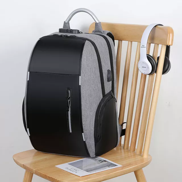 17.3" Men School Travel Laptop Backpack Rucksack Bag USB Port Anti Theft Boys
