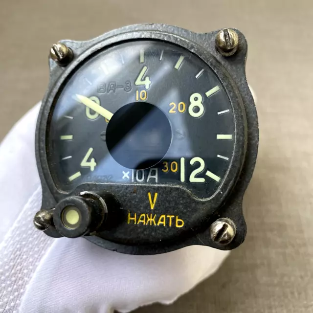 Vintage USSR Russian Military Aircraft Soviet voltmeter ammeter