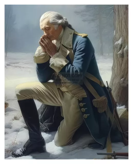 President George Washington In Prayer Snowy Winter 8X10 Photo