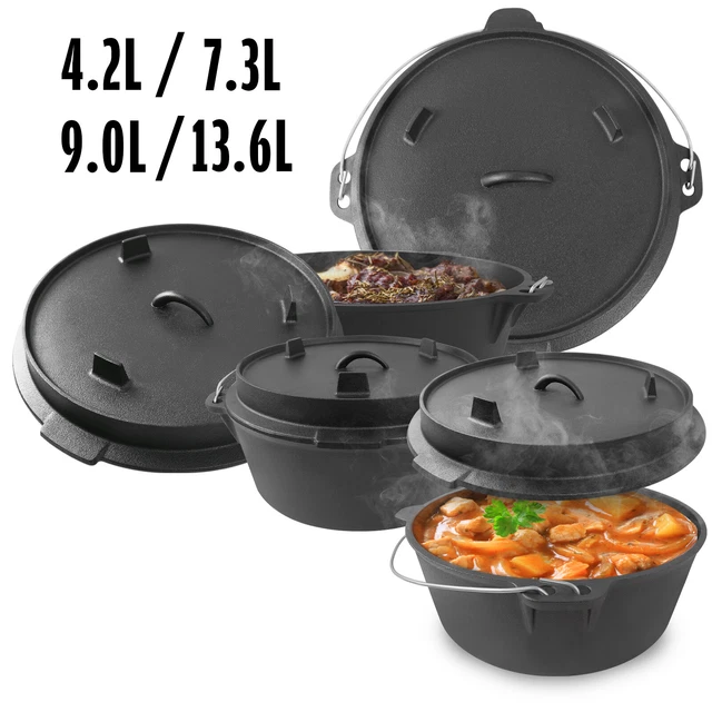 BBQ Dutch Oven Gusseisen Kochtopf mit Deckelheber Schmortopf Gusstopf Feuertopf