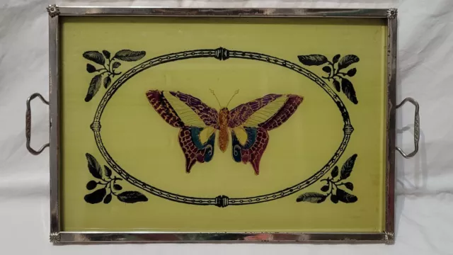 Vintage Beautiful The Butterfly Artwork  Serving Tray With Handles” 21"L x 13"W