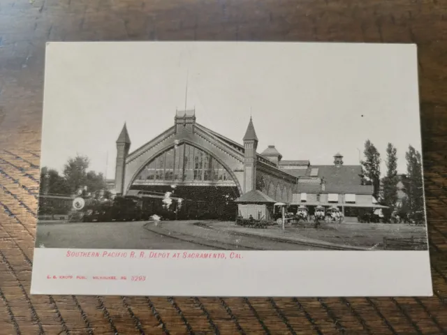 Postcard CA California Sacramento Southern Pacific RR Railroad Station Depot