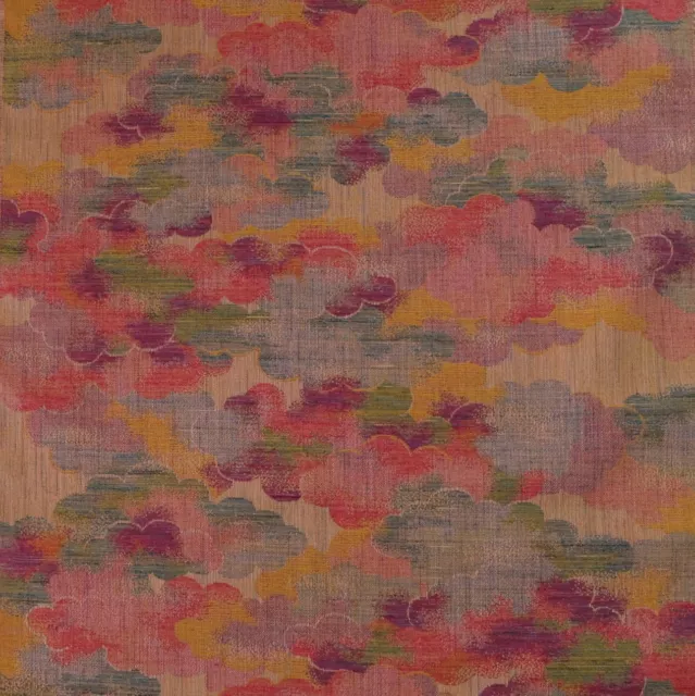 Japanese Vintage Kimono Fabric 100cm Silk Blend 36cm width Multicolour Cloud