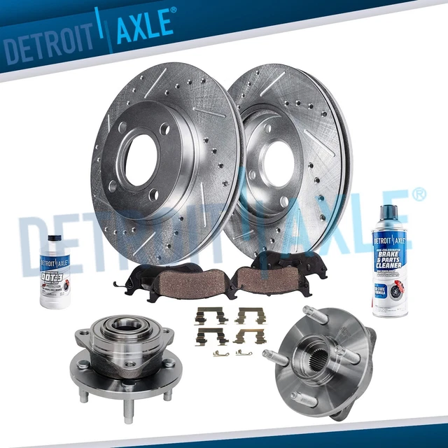 FRONT DRILLED ROTORS and Ceramic Brake Pads + Wheel Hub Bearing for