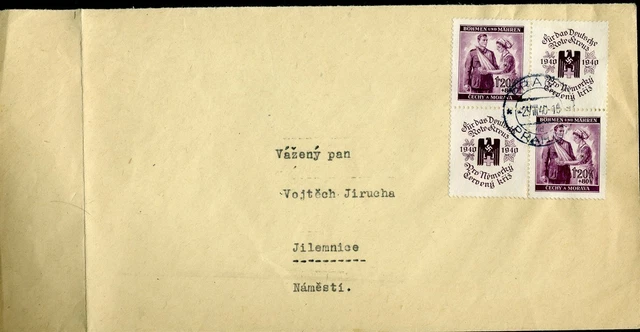 455215) Böhmen und Mähren ZD Nr. 54 (2, SZd5) rotes Kreuz auf Blg Prag 1940