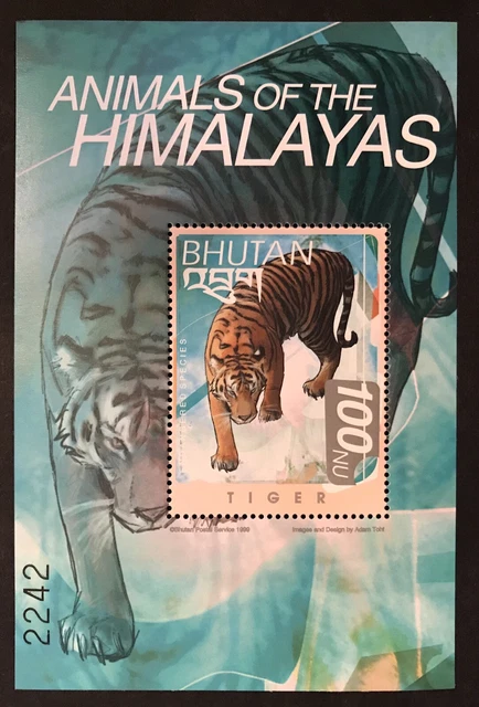 BHUTAN WILD ANIMALS Of The Himalayas Tiger Souvenir Sheet 1999 Mnh