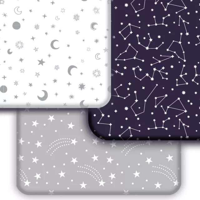 Baby Crib Sheets | Soft & Stretchy Jersey Fitted Sheet | Stars & Moon 3-Pack