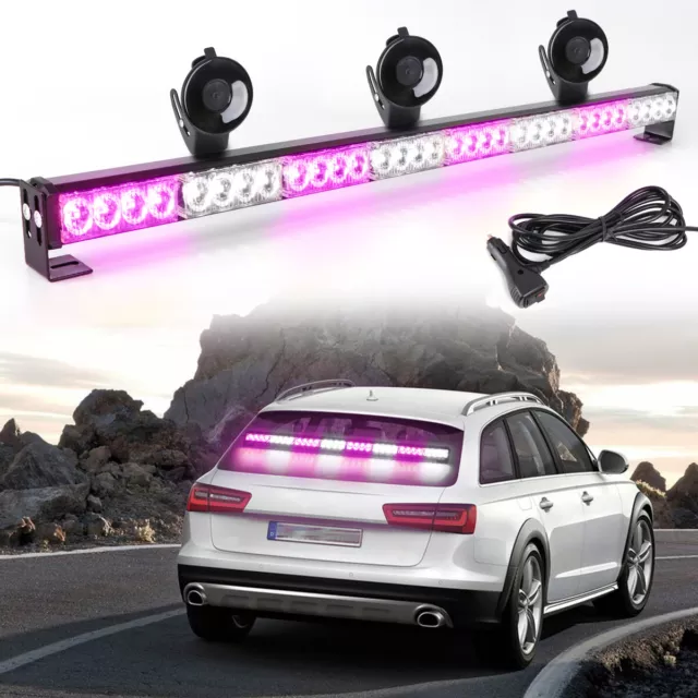 35" Purple White Mix LED Emergency Windshield Strobe Light Bar Traffic Advisor