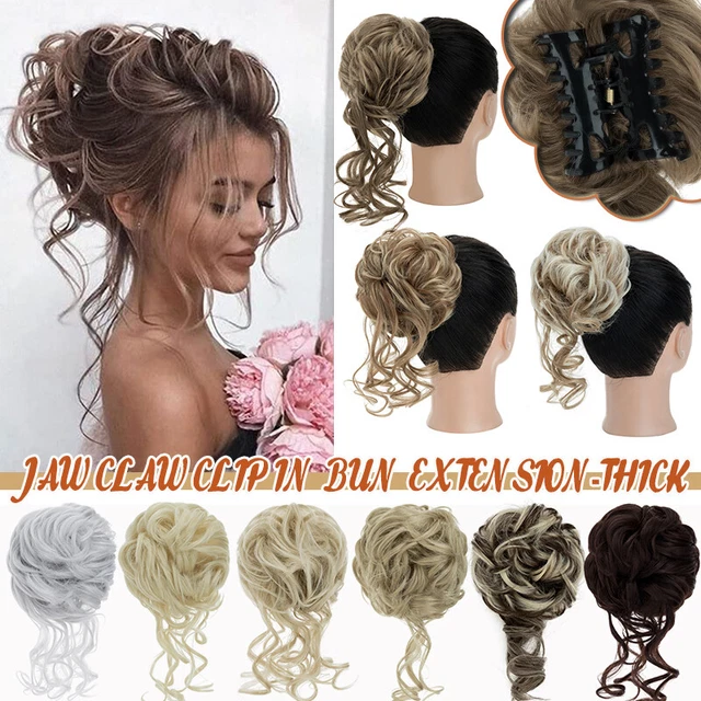 Curly Chignon Messy Bun Jaw Claw Clip in Hair Extension Updo Hairpiece Mix Color