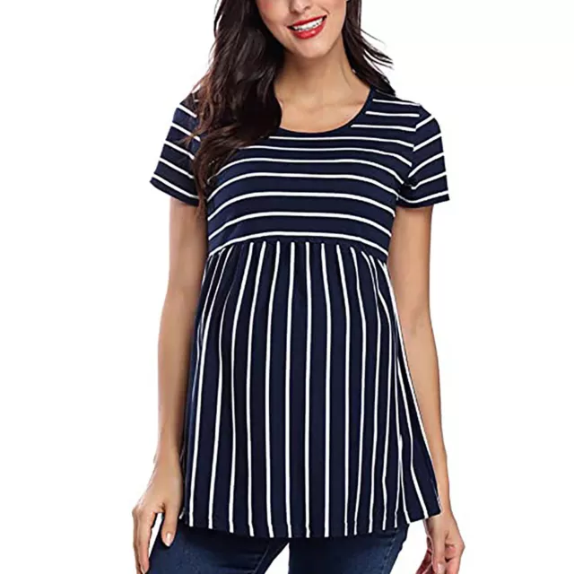 Basic MIDSECTION RUCHING Crew Neck Short Sleeve Maternity Shirt Polyester Casual