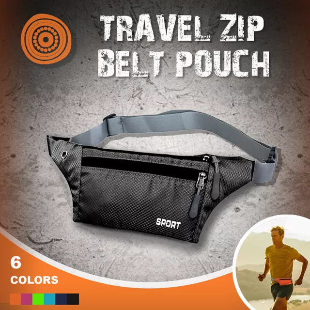 Waterproof Running Belt Bum Bag Travel Waist Bags Money Zip Pouch Sports Wallet