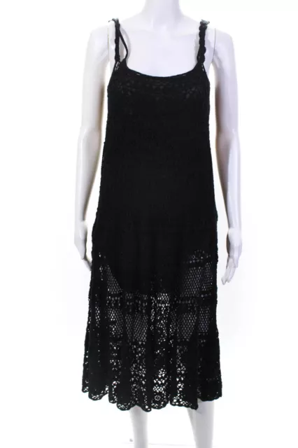 Juicy Couture Womens Crochet Sleeveless Midi Dress Black Size Small LL19LL