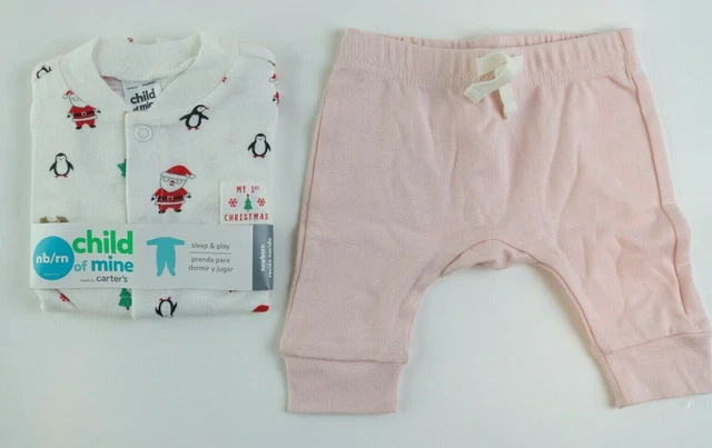 Baby Infant Girl 2 Piece Christmas Print Bodysuit Pants Size Newborn NEW