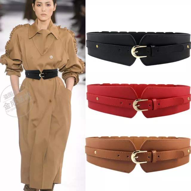 Womens Waistband  Belt Wide Leather Fashion Elastic  Stretch Corset Cinch