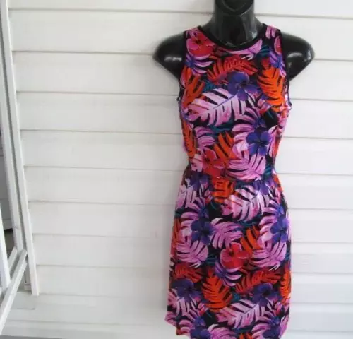 DOLCE VITA Tropical Print Tie Back SILK/SPANDEX Dress sz M NWT $220.00