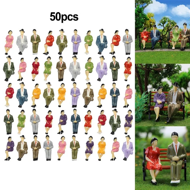 Figurines Modélisme Ferroviaire – Lot De 50 Personnages Peints à La Main – Échelle 1:87 HO – Réalistes Pour Décors De Gare Ou Ville