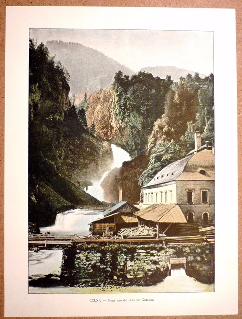 AUTRICHE TYROL Pont romain près de Collino - Photochromie fin 19ème  Gravure