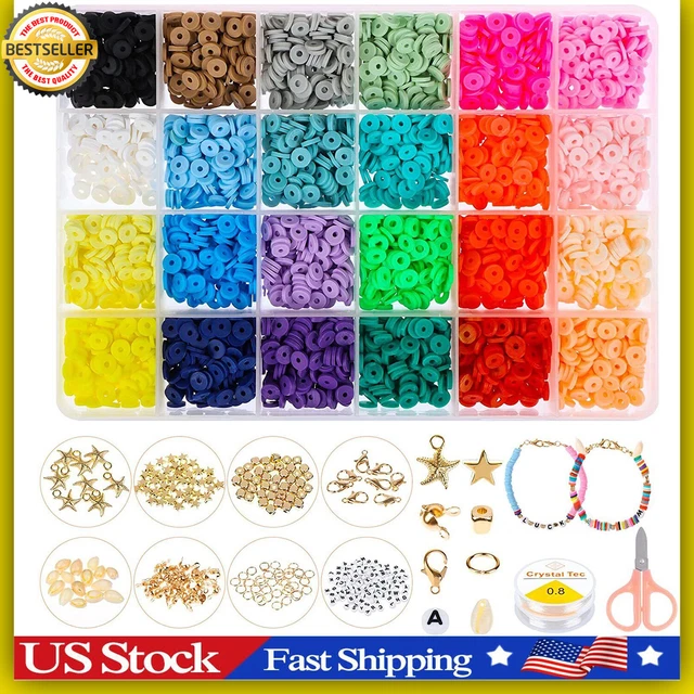 5800 Pcs Flat Beads Bracelet Jewelry Making Kit Heishi Clay Aesthetic Thin Disk