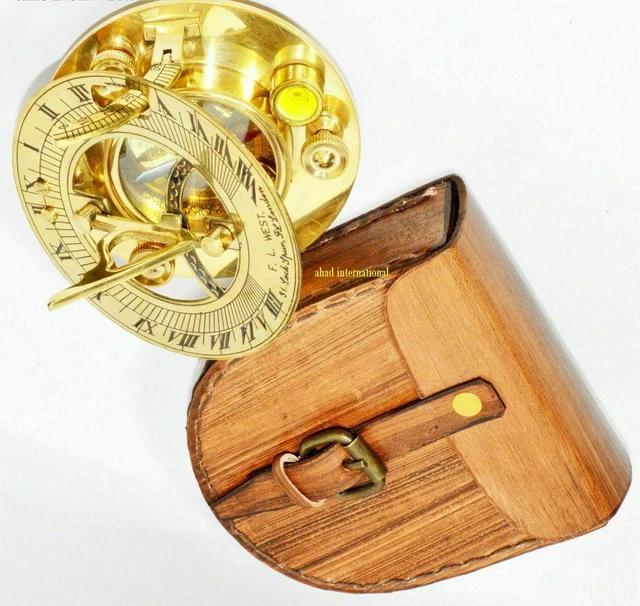 Nautisch Sonnenuhr Kompass Vintage Messing Mit Leder Kiste Menge Von 20 Einheit