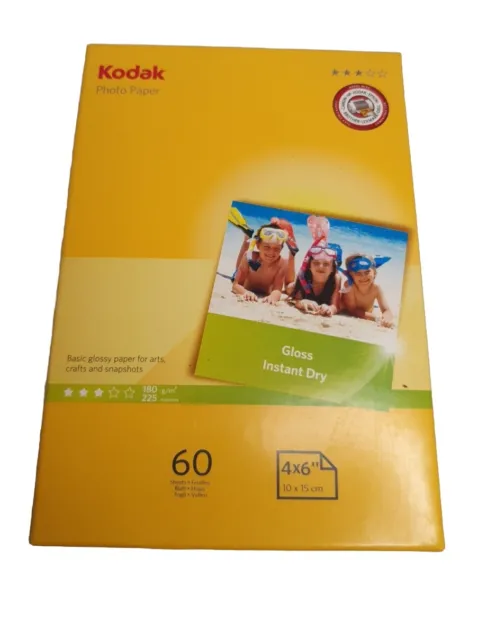 60 Sheets Kodak Gloss Instant Dry 180gsm 4 x 6 Photo Paper +Freepostage