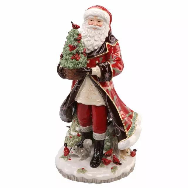 Goebel Figur Santa mit Baum Rot, Fitz & Floyd Christmas Collection Steingut 50cm