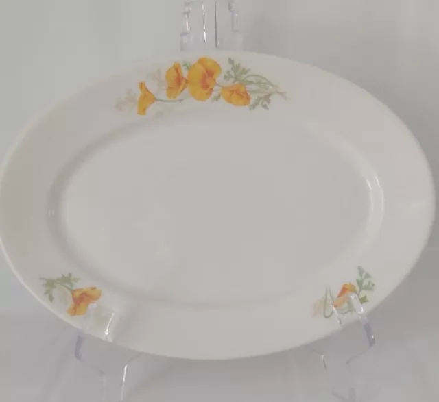 santa fe Railroad California Poppy Syracuse Oval Platter 9 In Long 6.5 In Wide