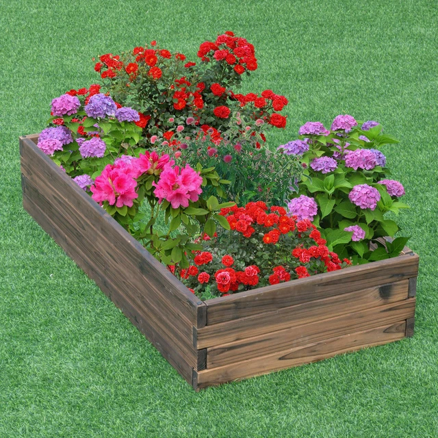 COSTWAY WOODEN RAISED Garden Bed Kit Elevated Planter Box For Growing