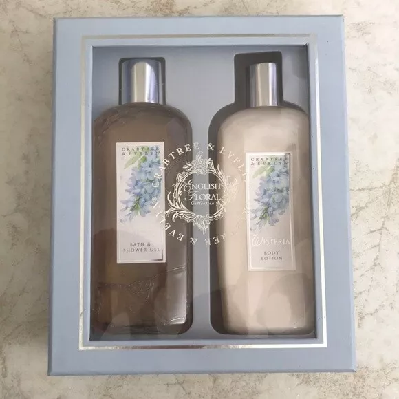 crabtree evelyn classic  wisteria glycine bath gel and lotion set of 2