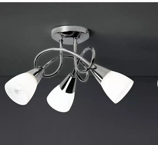 Argos Home Curio 3 Light Glass Opal Ceiling Light - Chrome( Box Can Be Damaged )