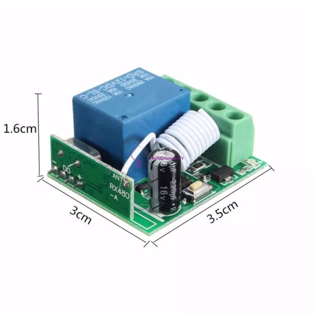 DC 12V 10A 1 Channel CH 433MHZ Wireless Relay RF Remote Control Switch Receiver 3