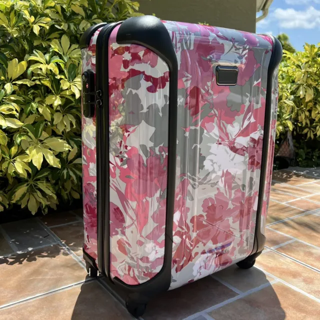 TUMI Vapor Continental Carry On 4 Wheel Travel Bag Raspberry Floral Pink Grey 2