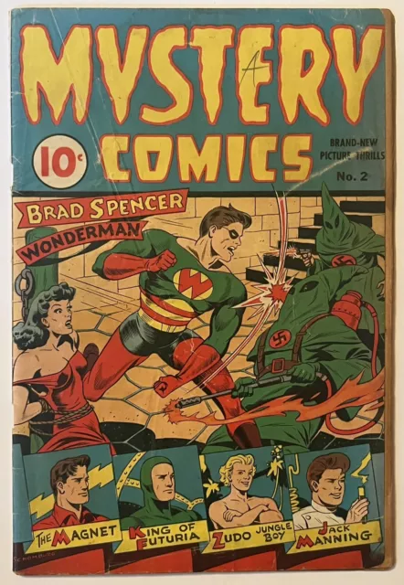 GA Mystery Comics #2 (N/A 1944) Wonderman Bondage, Nazi Cover SCARCE Golden Age!