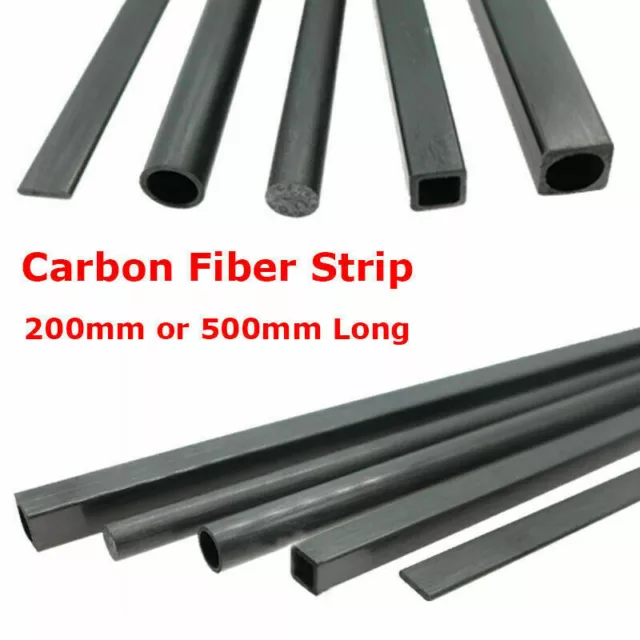 200/500mm Carbon Fiber Strip Solid Rod Shaft Square Tube Flat Bar Fr RC Airplane