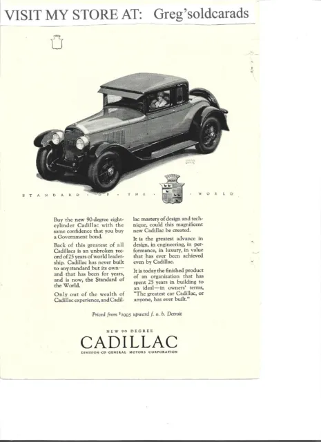 1926 Cadillac V-8 Coupe vintage print ad:  "Buy the new 90 degree 8 cylinder..."