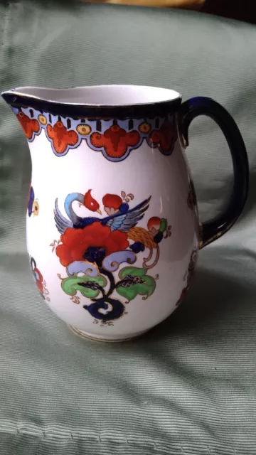 Losol Ware Jug Magnolia Bird Of Paradise Keeling & Co Burslem Pre 1921.