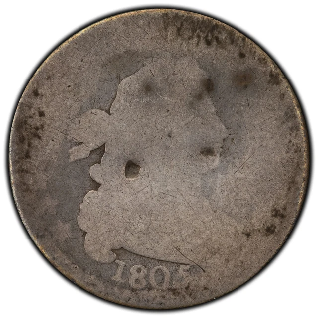 United States 1805 10 Cents Draped Bust Silver Dime Coin - Filler Damaged