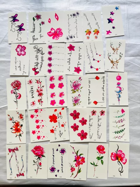 30 x Cherry Blossom Deer Letter Star Temporary Fake Sticker Adult, Women Girls